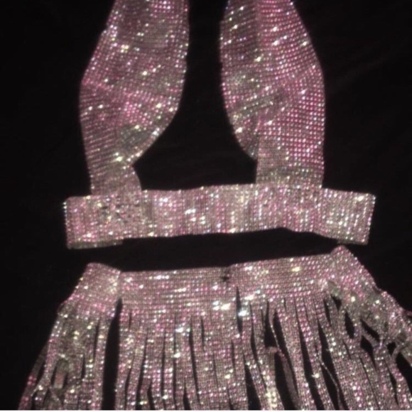 Rhinestone Fringe Two Piece Set! Goddess Costume - Picture 3 of 4